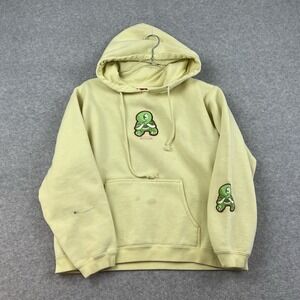 Vintage Breakdown Rave Skater Turtle Funny Cartoon Graphic Hoodie Yellow Women's